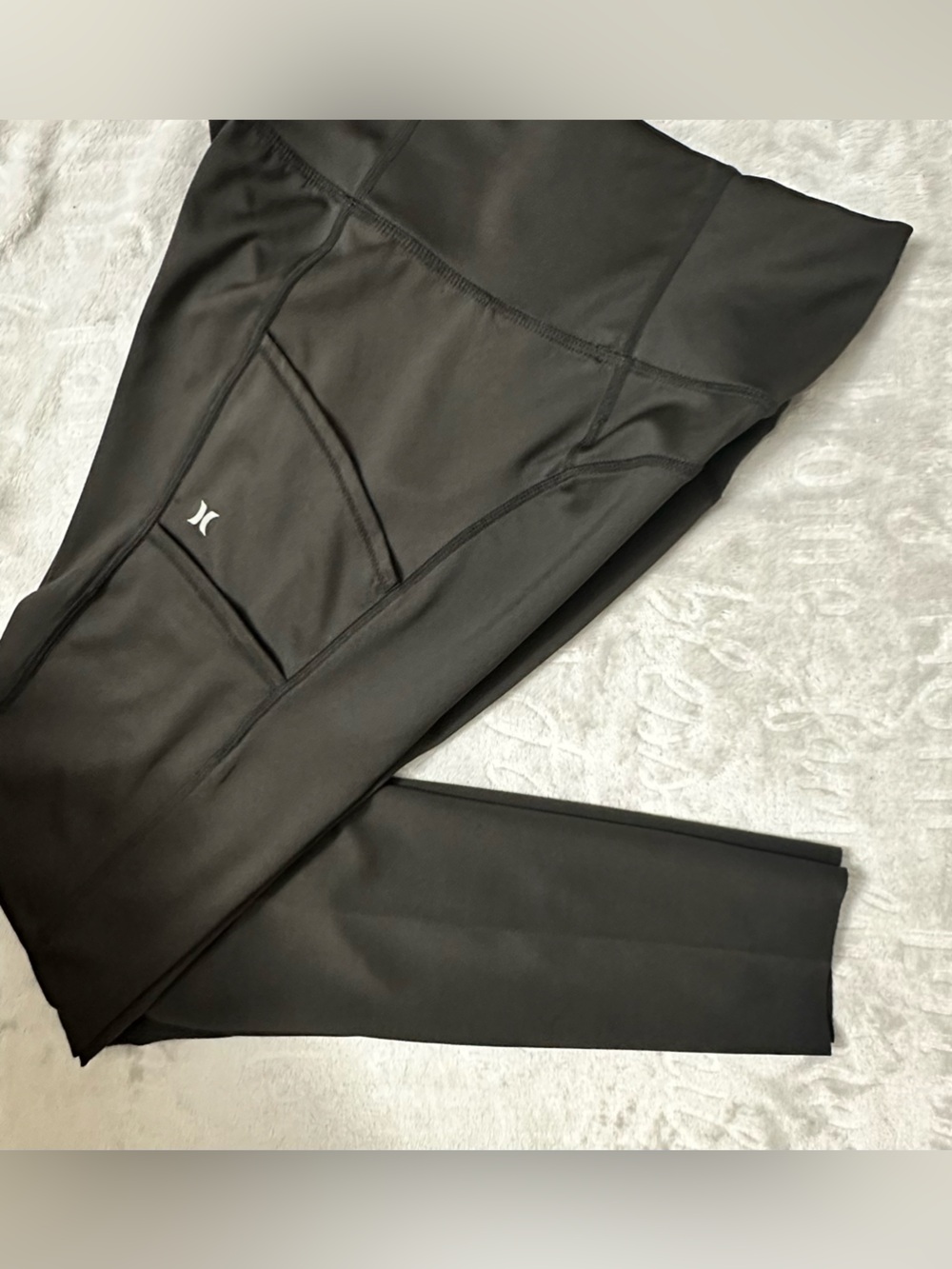 Hurley High Waisted Leggings Black with Pockets Size S Activewear Yoga (0135)